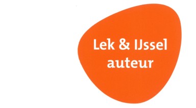 Oranje plectrum met tekst Lek & IJssel auteur